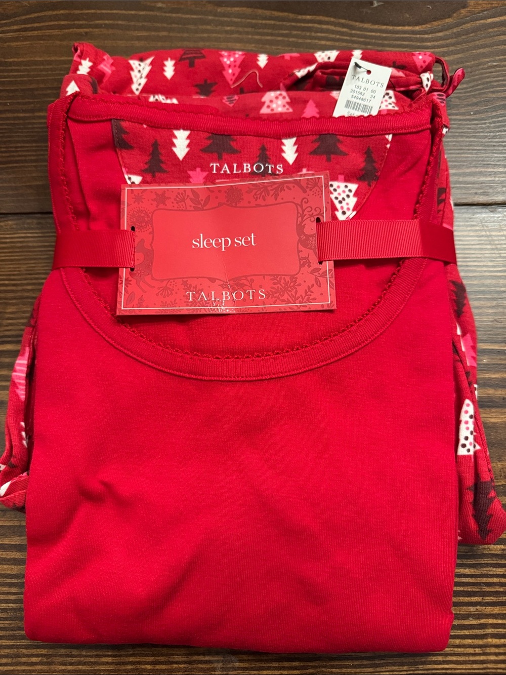 Talbots 2 Piece Red Printed Holiday Christmas Pajama Set 100% cotton XL 🎄